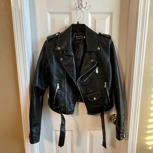 Nasty Gal Black Faux Leather Jacket - Fits like a 0-2/XS